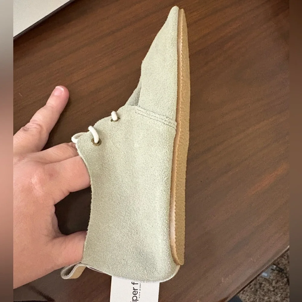 pf Flyers Kids Suede Lace-Up Dress Shoes in Light Sage